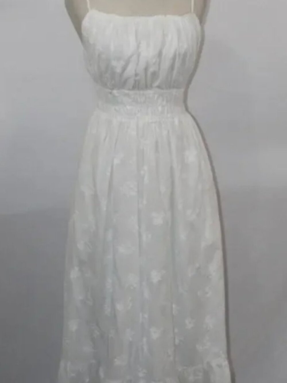 TROVATA Birds of Paradis M Medium White Embroidered Tiered Maxi Dress Mirabella - Picture 4 of 4